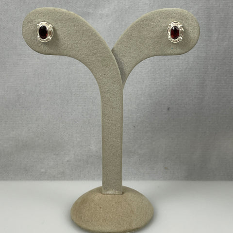 Sterling Silver Garnet Stud Earrings