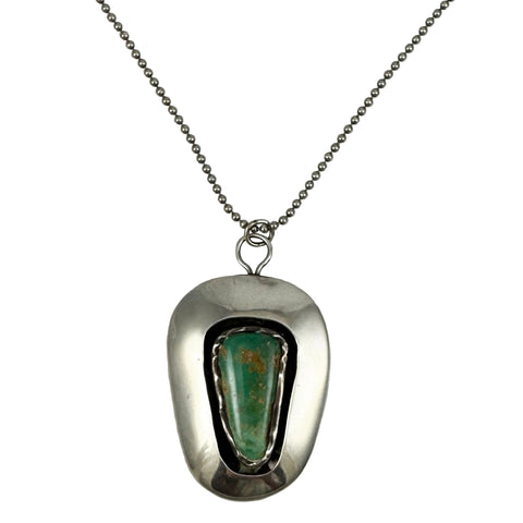 Sterling & Turquoise Navajo Pendant Necklace Vintage