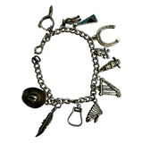Vintage Sterling Silver Southwestern Cowboy Charm Bracelet