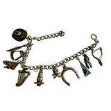 Vintage Sterling Silver Southwestern Cowboy Charm Bracelet