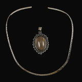 Smoky Quartz & Sterling Silver Pendant Necklace