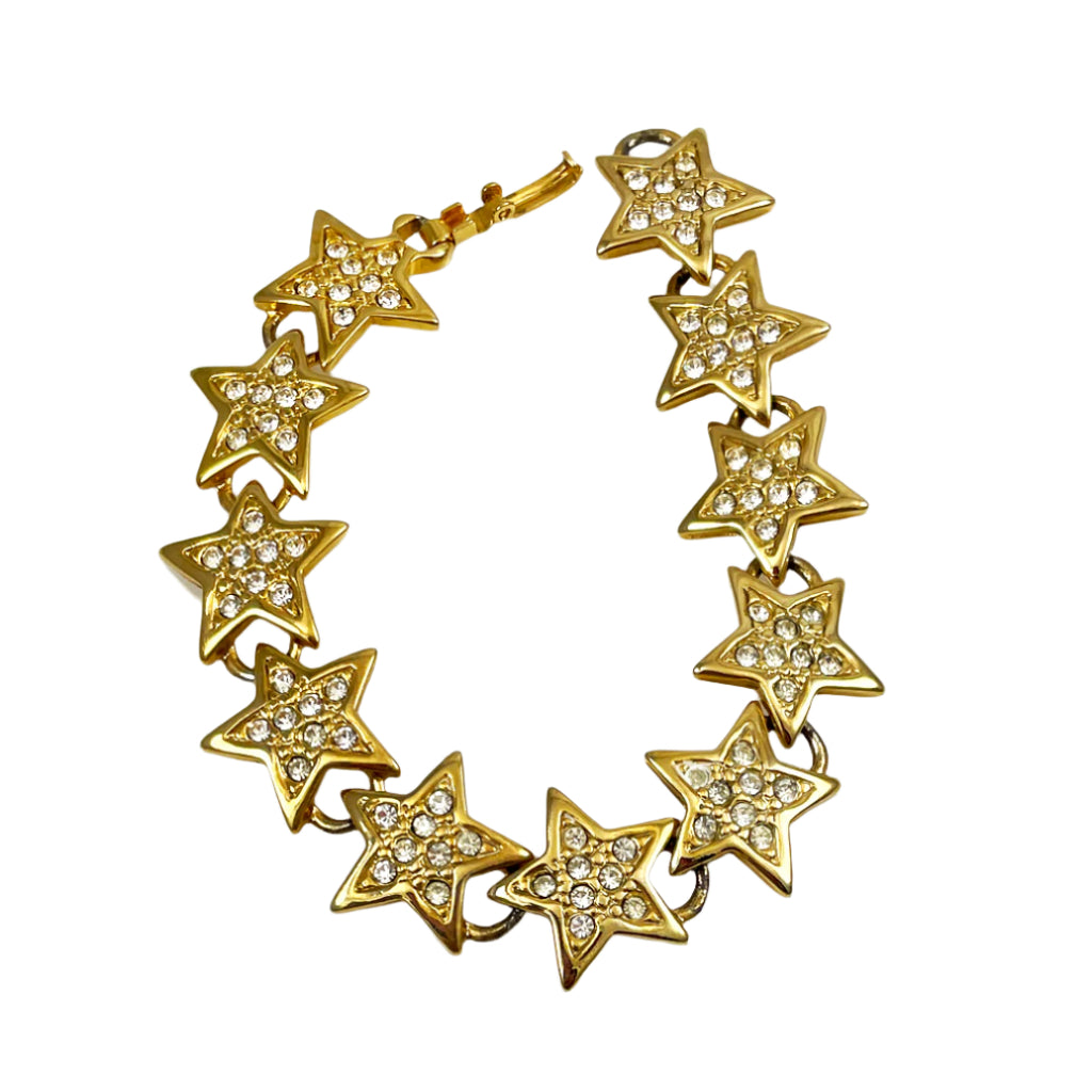 Vintage Gold Star Rhinestone Bracelet
