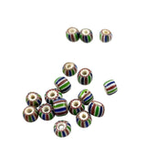 Green, White, Blue & Red Striped Chevrons Antique Trade Beads