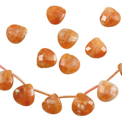 Sunstone Faceted Flat Gemstone Briolettes (6)