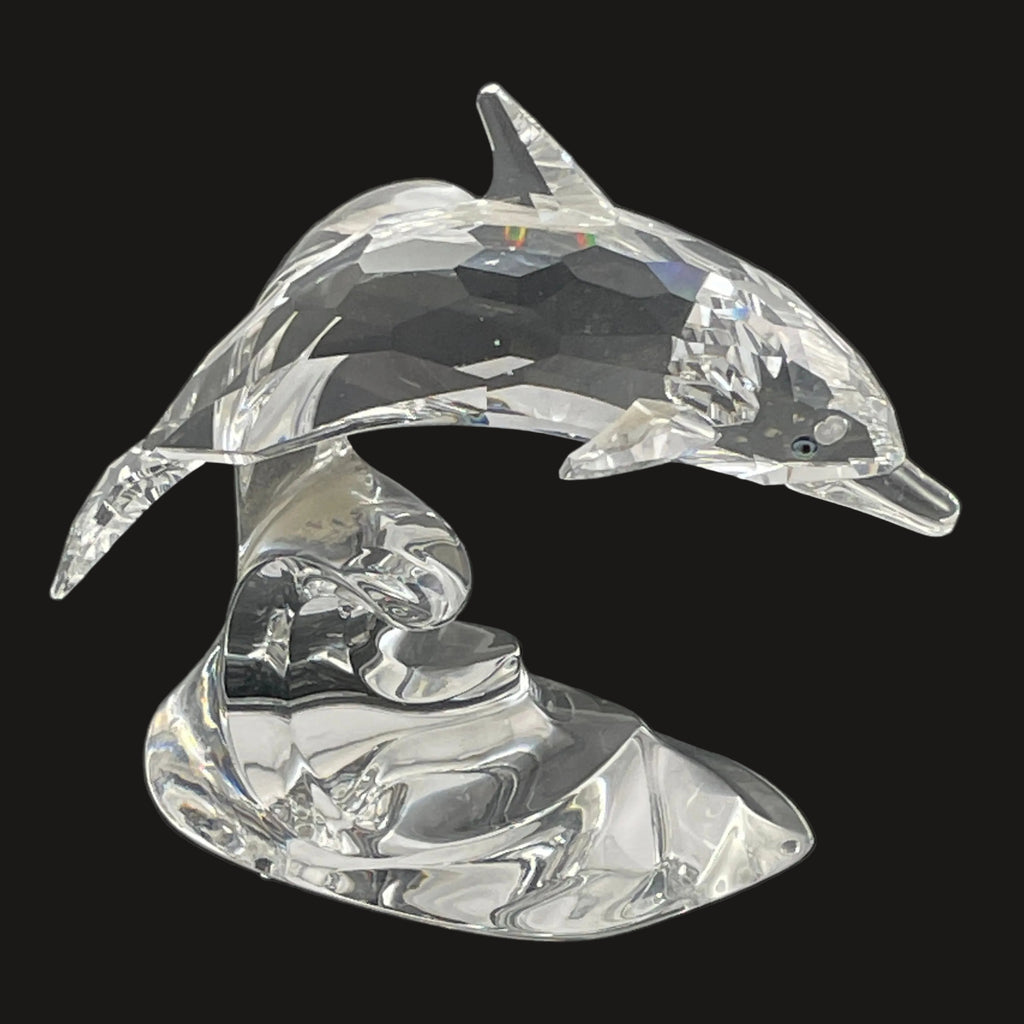 Swarovski Crystal Dolphin on Wave Figurine Signed