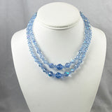 Light Blue Sapphire Swarovski Crystal Necklace Double Strand