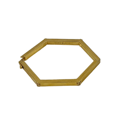 Tory Burch Hex-Logo Hinged Bracelet Bangle Gold
