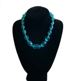 Vintage Teal Blue Glass Beaded Necklace