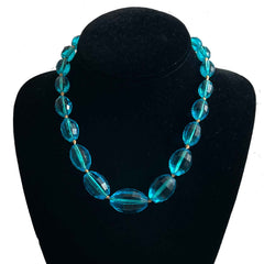 Vintage Teal Blue Glass Beaded Necklace