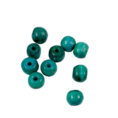 Teal Wound Glass Beads 10mm