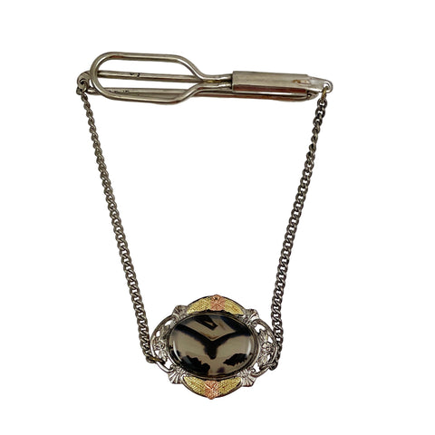 Sterling Silver Moss Agate Tie Clip by LS Peterson