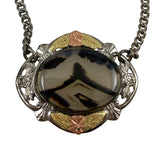 Sterling Silver Moss Agate Tie Clip by LS Peterson Antique