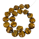 Large Tiger's Eye Gemstone Ruffled Coin Beads 20mm