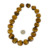 Large Tiger's Eye Gemstone Ruffled Coin Beads 