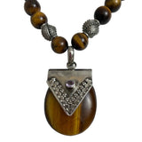 Tiger's Eye & Sterling Pendant 10mm Necklace