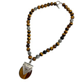 Tiger's Eye & Sterling Pendant 10mm Necklace