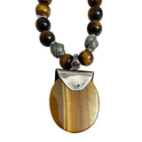 Tiger's Eye & Sterling Pendant 10mm Necklace