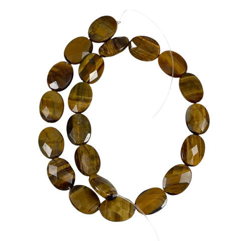 Large Tiger's Eye Gemstone Faceted Oval Beads 19 x 15mm