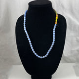 Antique Faceted Blue Yellow Glass Trade Beads Necklace