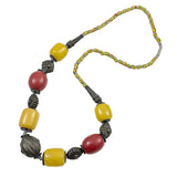 African Faux Amber Trade Bead Necklace