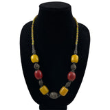 African Faux Amber Trade Bead Necklace BOHO