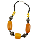 African Tribal Beaded Necklace Bone and Phenolic Resin