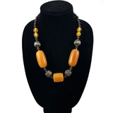 African Tribal Beaded Necklace Bone and Phenolic Resin