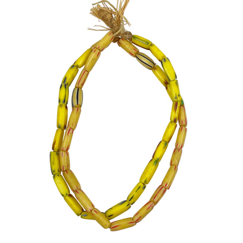Yellow African Trade Beads Antique Necklace Venetian