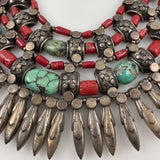 Nepal Red Coral & Turquoise Collar Necklace
