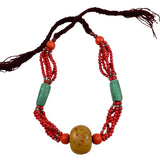 African Tribal Necklace Red Glass and Phenolic Resin