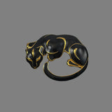 Trifari Black Panther Enamel Brooch Vintage
