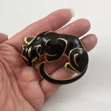 Trifari Black Panther Enamel Brooch Vintage
