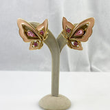 Trifari Pink Butterfly Earrings