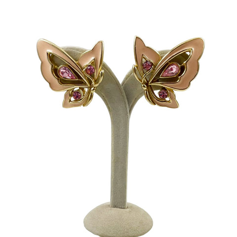 Trifari Pink Butterfly Earrings