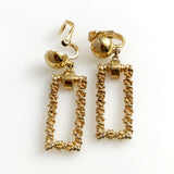 Crown Trifari Gold Rectangle Vintage Clip On Earrings