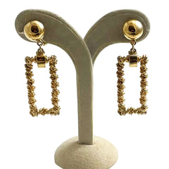 Crown Trifari Gold Rectangle Vintage Clip On Earrings