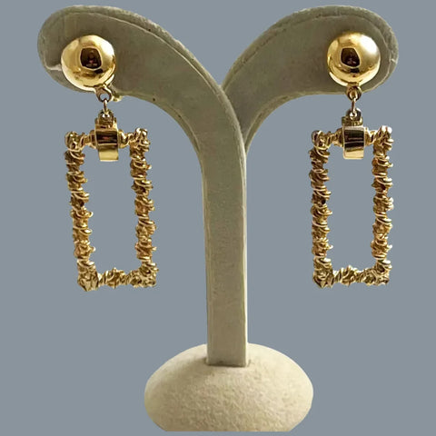 Trifari Gold Rectangle Vintage Earrings