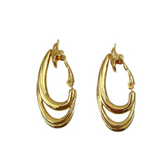 Trifari Gold Hoop Clip On Earrings