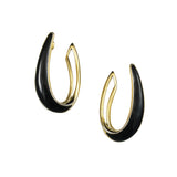 Trifari Black Enamel & Gold Earrings