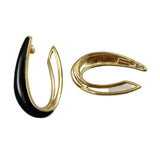 Trifari Black Enamel & Gold Earrings