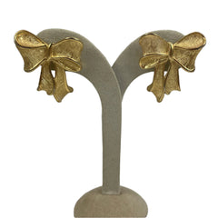 Trifari Gold Bow Vintage Earrings