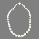 Trifari White Lucite Gold Bead Necklace Vintage
