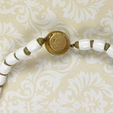 Trifari White Lucite Gold Bead Necklace Vintage