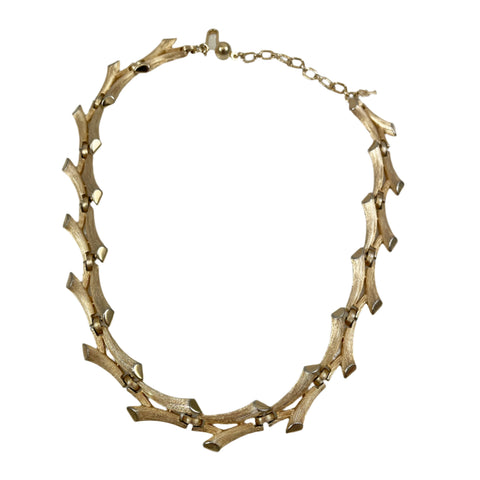 Trifari Gold Bamboo Choker Necklace Vintage