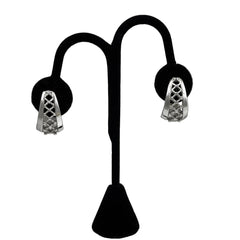 Trifari Silver Hoop Clip On Earrings Vintage