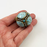 Vintage Turquoise Glass Round Pendant