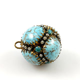 Vintage Turquoise Glass Round Pendant