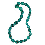 Natural Dark Turquoise Polished Ovals - Full strand