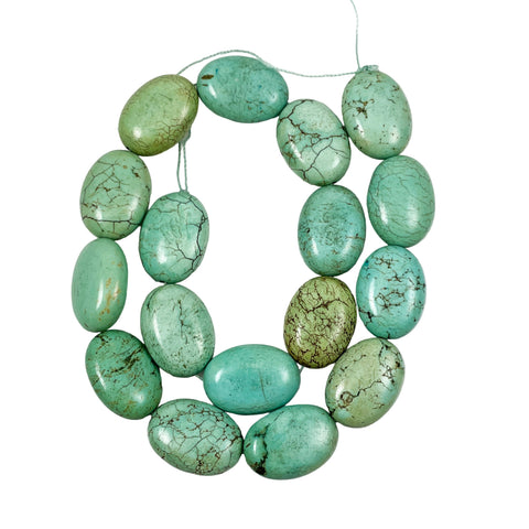Genuine Turquoise Large Flat Oval Beads 25mm