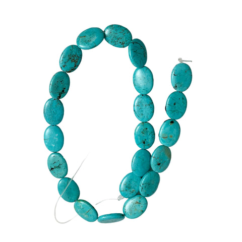 Genuine Turquoise Flat Oval Beads 18mm